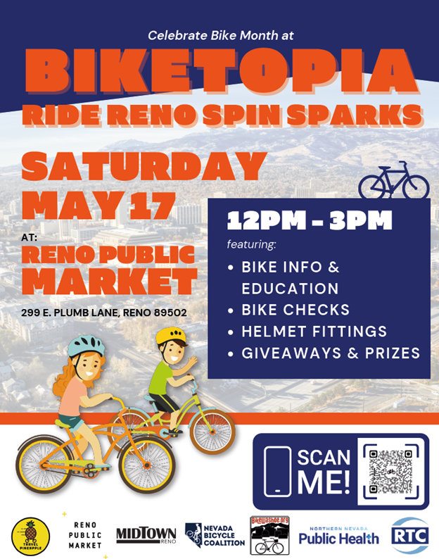 Biketopia Ride Reno Spin Sparks event poster